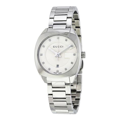 Gucci GG2570 White Dial Diamond Ladies Watch YA142504